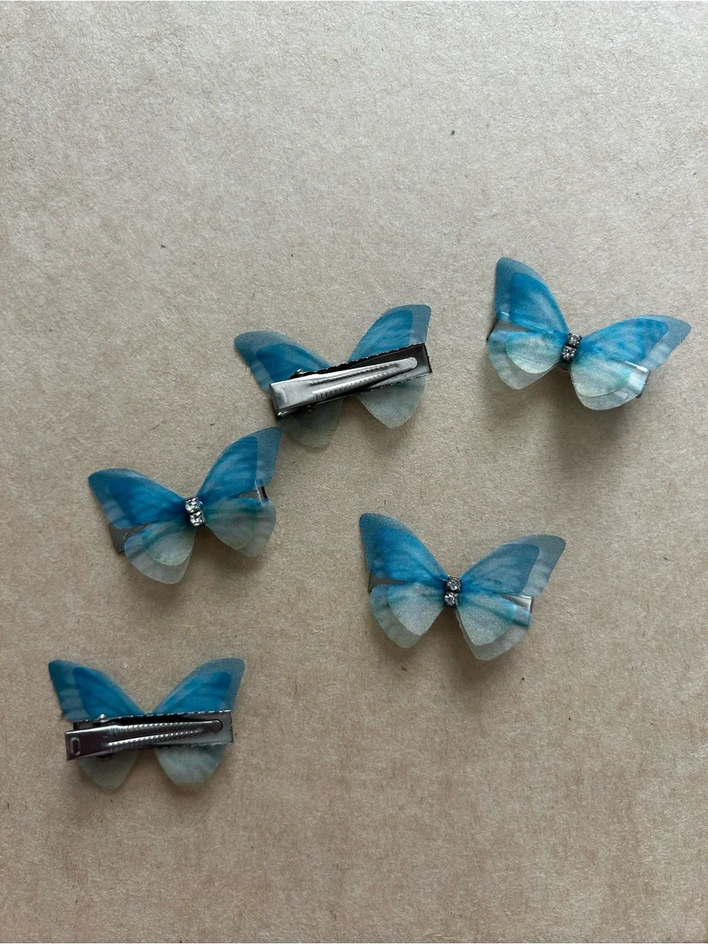 Blue Butterfly Hair Clips Set of 5